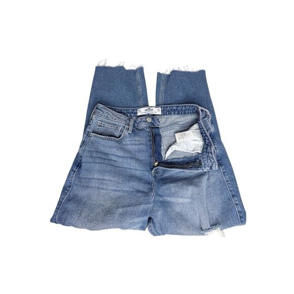 Hollister medium wash distressed curvy ultra high rise vintage straight jeans si - Picture 6 of 11